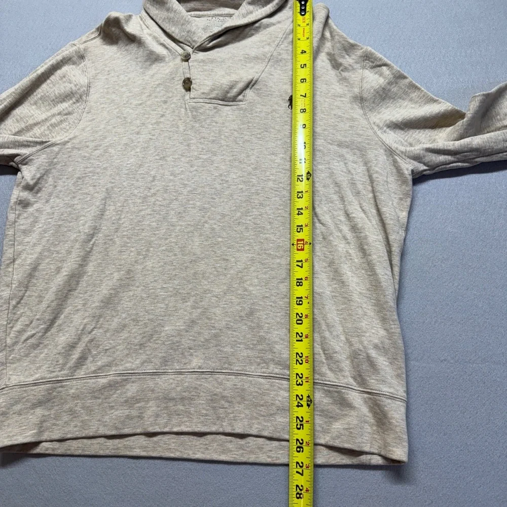 Polo Ralph Lauren Mens Large Oatmeal Heather Shawl Collar Pullover